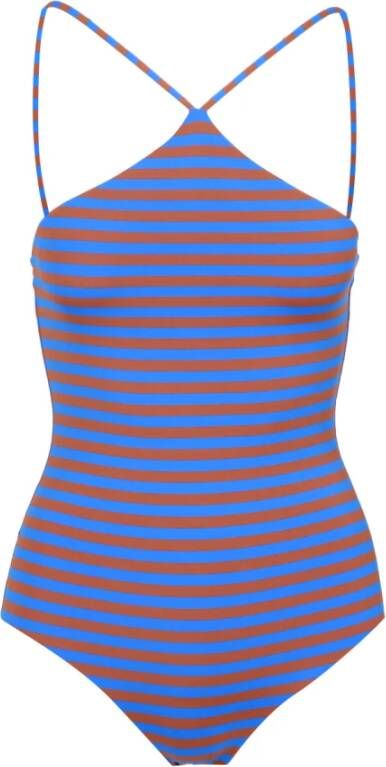 Gallo Carbon Blauwe Halternek Badpak met Strepen Multicolor Dames