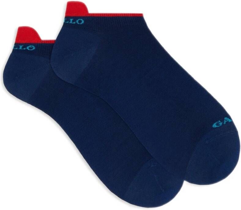Gallo Heren koningsblauwe lichte katoenen sneaker sokken met veelkleurige en Windsor strepen. Blue Heren