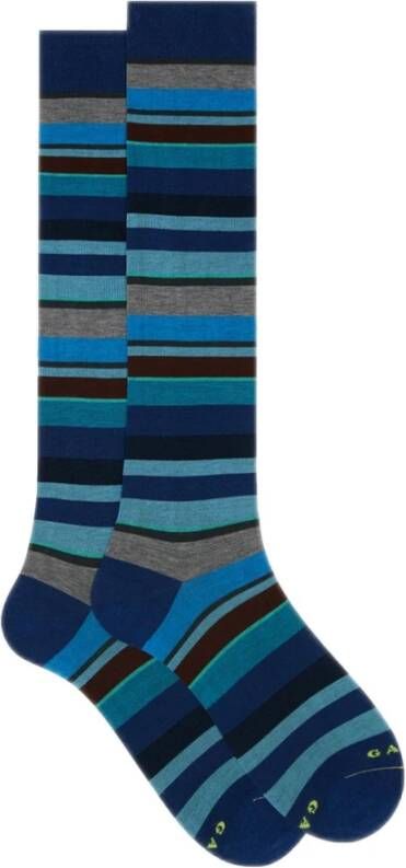 Gallo Blauwe Koninklijke Gestreepte Ultra-Lichte Katoenen Sokken Multicolor Heren