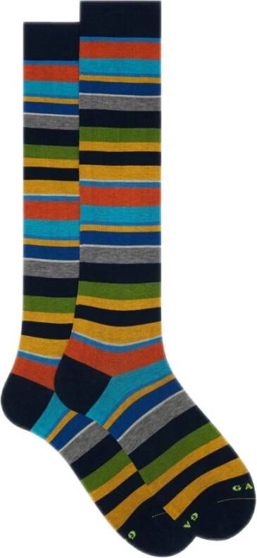 Gallo Ocean Blue Gestreepte Katoenen Sokken Multicolor Heren