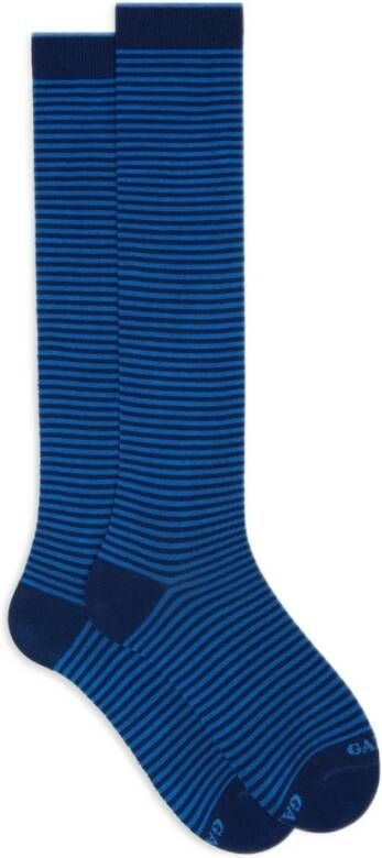 Gallo Royal Blue Windsor Stripe Cotton Socks Blue Heren