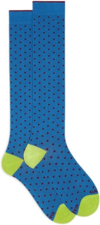 Gallo Stijlvolle Aegean Blue Polka Dot Sokken Multicolor Heren