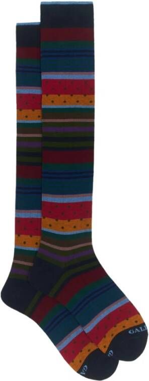 Gallo Navy Blauw Gestreepte Polka Dot Sokken Multicolor Heren