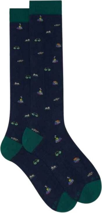 Gallo Blauwe Katoenen Sokken met Boekmotief Multicolor Heren