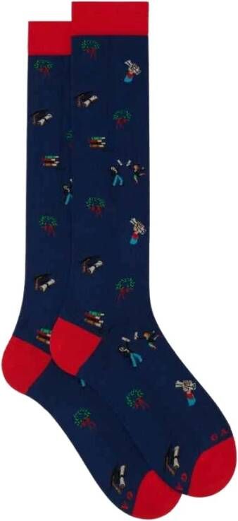 Gallo Italiaanse katoenen lange sokken met gradenmotief Multicolor Heren