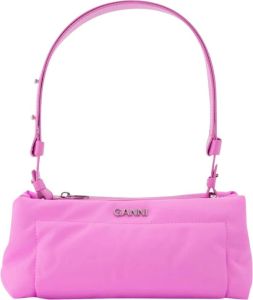Ganni Baguette Bag in Pink Leather Roze Dames