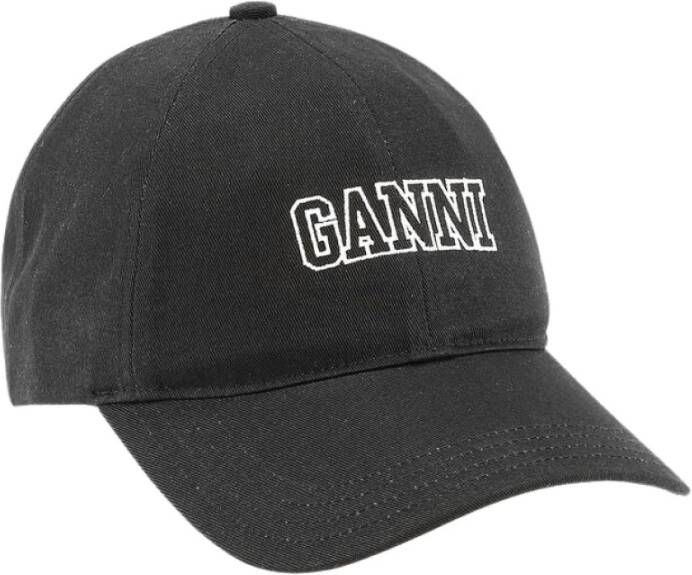 Ganni Baseballpet met logo Black Dames