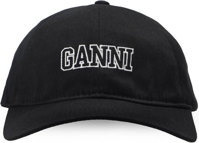 Ganni Baseballpet met logo Zwart Dames