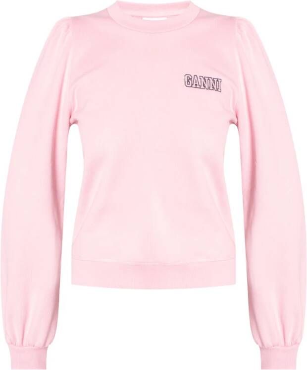 Ganni Biologisch katoenen sweatshirt Roze Dames