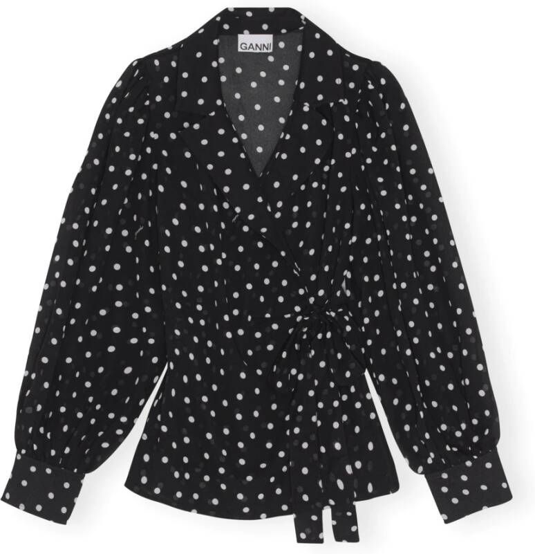 Ganni Blouse overhemd Zwart Dames