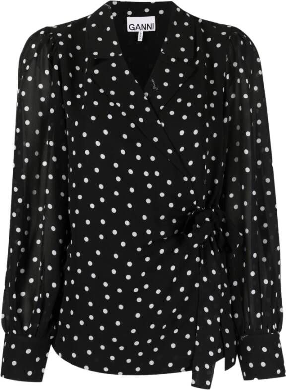 Ganni Blouse overhemd Zwart Dames
