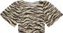 Ganni Zebra Print Gekreukeld Crop T-Shirt Beige Dames - Thumbnail 1