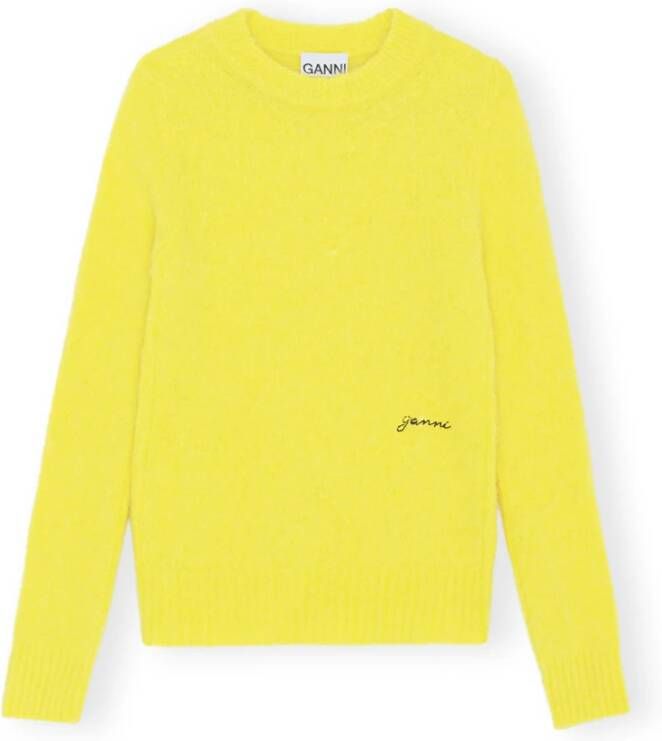 Ganni Brushed Sweater Geel Dames