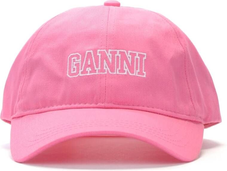 Ganni Logo borduurwerk honkbal pet Roze Dames