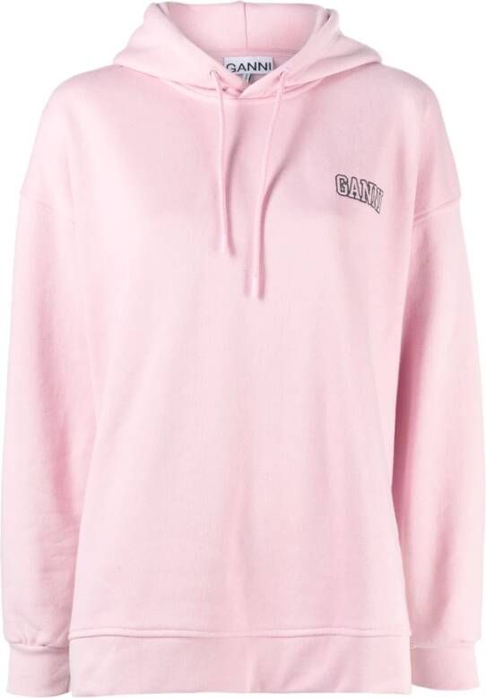 Ganni Geborduurde hoodie Pink Dames