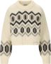 Ganni Chunky Graphic Wool Cropped O-Neck Sweater Beige Dames - Thumbnail 1