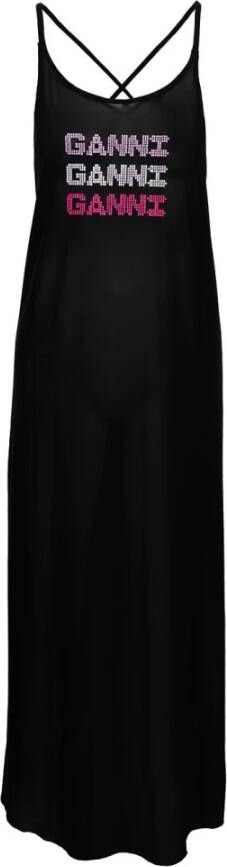 Ganni Transparante jurk Black Dames