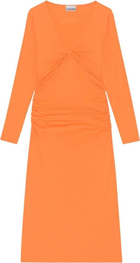 Ganni Dag Midi -jurk Oranje Dames