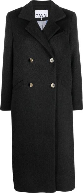 Ganni Double-Breasted Coats Blauw Dames
