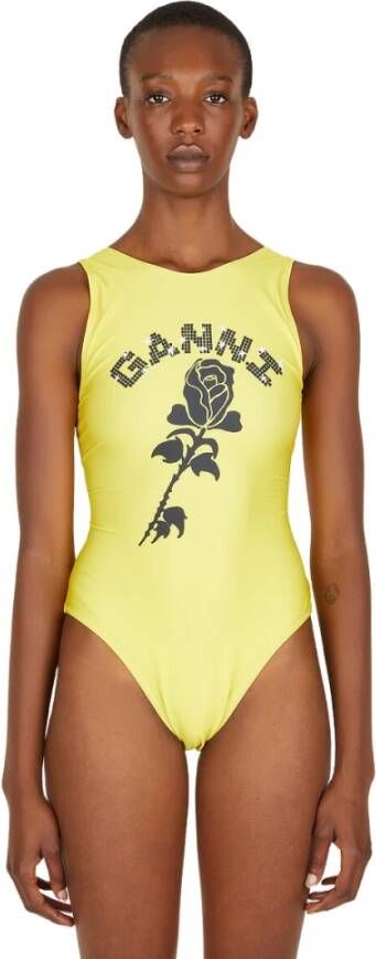 Ganni Gouden Kiwi Sportieve Badpak Yellow Dames