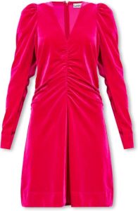 Ganni Fluweel jurk met plooien Roze Dames