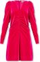 Ganni Fluweel jurk met plooien Roze Dames - Thumbnail 1