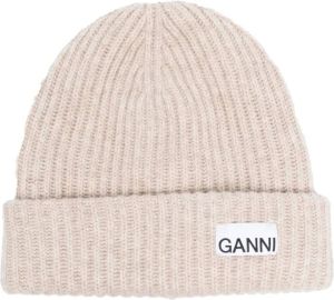 Ganni Gebreide Beanie in Braziliaans Zand Beige Dames