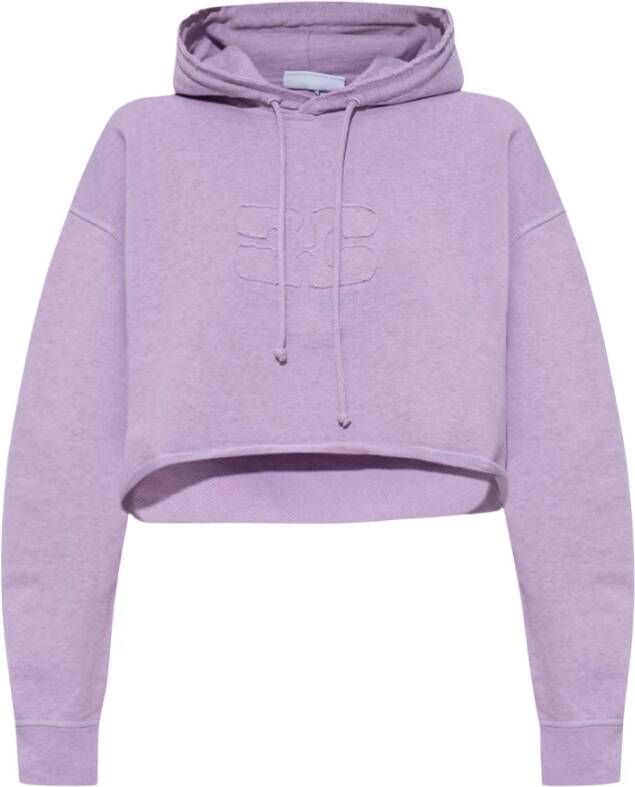 Ganni Mistery Lilac Cropped Oversized Hoodie Purple Dames