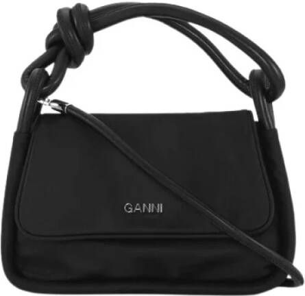 Ganni Gerecycleerd Materiaal Knoopflap Tas Black Dames