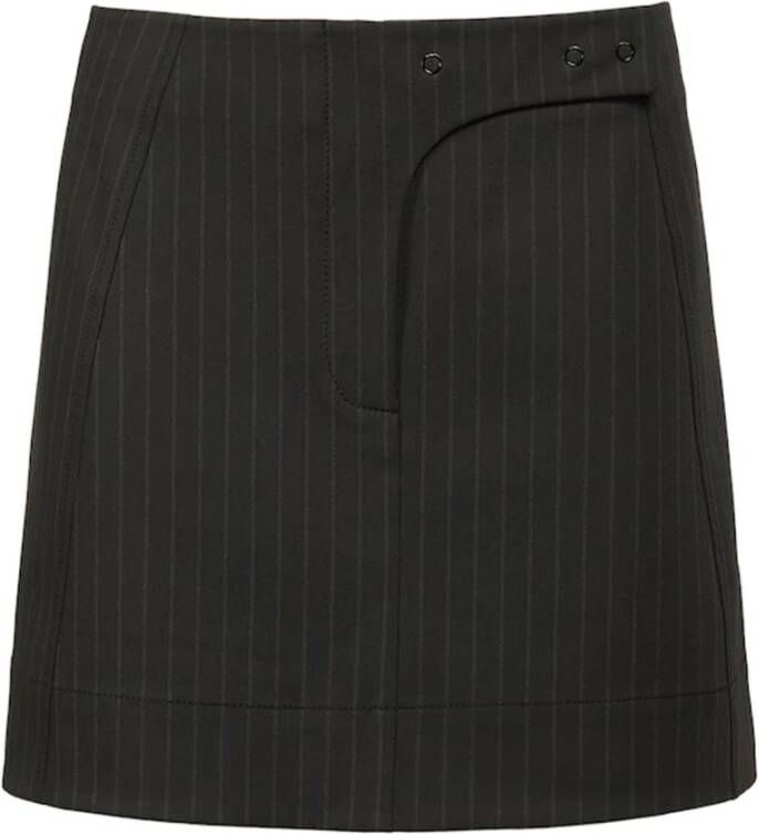 Ganni Elegant Pinstripe Mini Skirt Black Dames