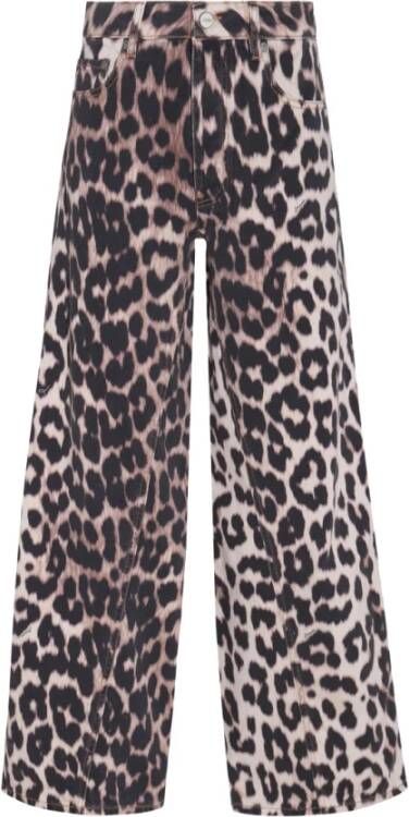 Ganni Jozey Leopard Print jeans Bruin Dames