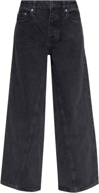 Ganni Jeans met logo Zwart Dames