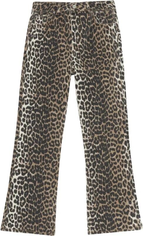 Ganni Leopard Cropped Jeans met dierenprint Multicolor Dames