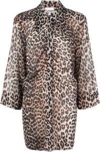 Ganni Leopard-Print Shirt Beige Dames
