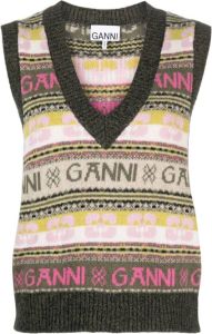 Ganni Logo Wool Mix Vest Meerkleurig Dames