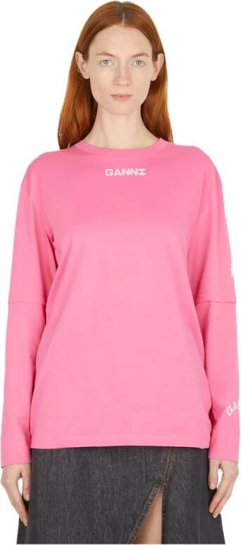 Ganni Long Sleeve Tops Roze Dames
