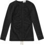 Ganni Ruched Jacquard Blouse Black Dames - Thumbnail 1