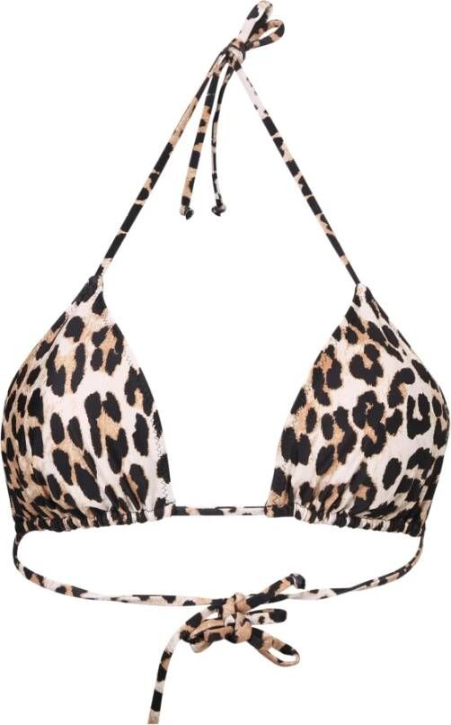 Ganni Luipaard-print bikini top Bruin Dames