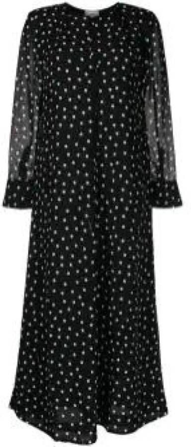 Ganni Midi -jurk Zwart Dames