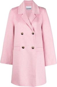 Ganni Midi Wollen Jas Roze Dames