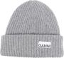 Ganni Gestructureerde Rib Beanie Paloma Melange Muts Gray Dames - Thumbnail 3
