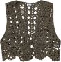Ganni Metallic Crochet V-Hals Top Brown Dames - Thumbnail 3
