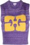 Ganni Paarse Logo-Print Crop Vest Purple Dames - Thumbnail 1