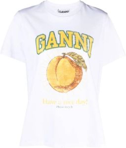 Ganni Peach Relaxte T-shirt Wit Dames