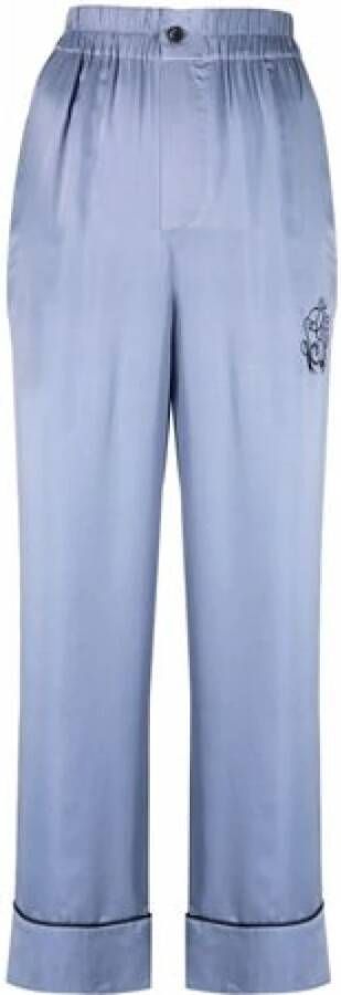 Ganni Leather Trousers Blauw Dames