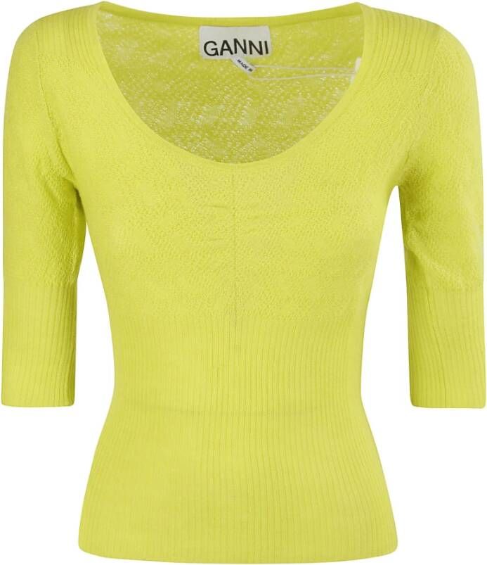 Ganni Round-neck Knitwear Groen Dames