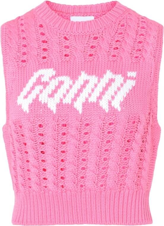 Ganni Round-neck Knitwear Roze Dames