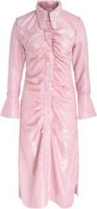 Ganni Ruched Shirt Dress Roze Dames