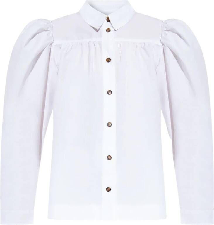 Ganni Witte Katoenen Poplin Shirt White Dames