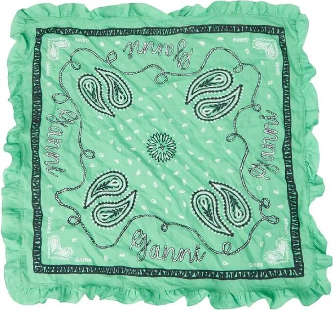 Ganni Gerimpeld sjaal Green Dames